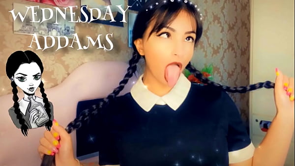 Wandinha Addams haciendo Ahegao y garganta profunda - Exxxtra Sloppy Ahegao Deepthroat BJ Wednesday Addams COSPLAY
