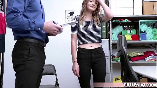 Pretty faced shoplifter facing the nasty consequences