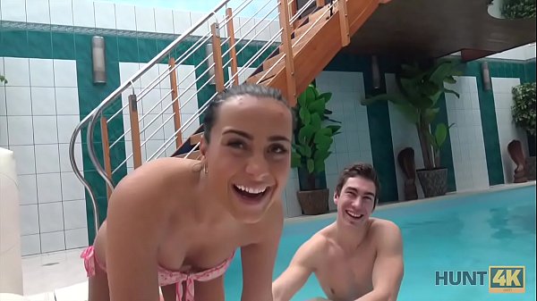 HUNT4K. Young nasty slut sucks cock and gets banged by the pool