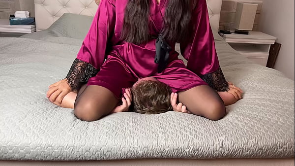 Rough Facesitting With Face Slapping by Asian in Night Robe Mouth Panty Gagged