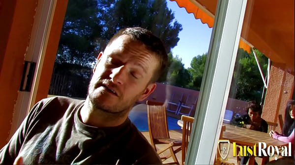 Juliana Val and Yesenia Rock threesome fuck by the pool