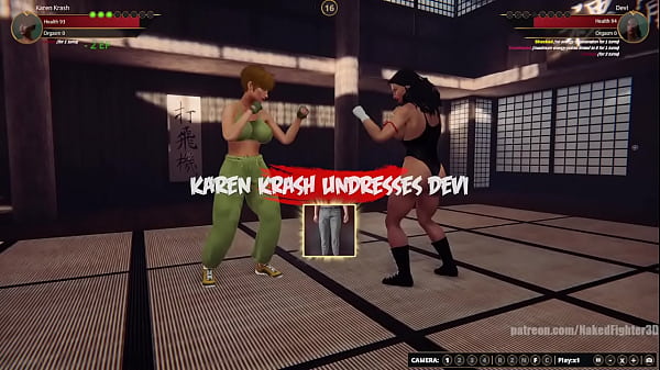 Karen Krash contre Devi (combattant nu 3D)